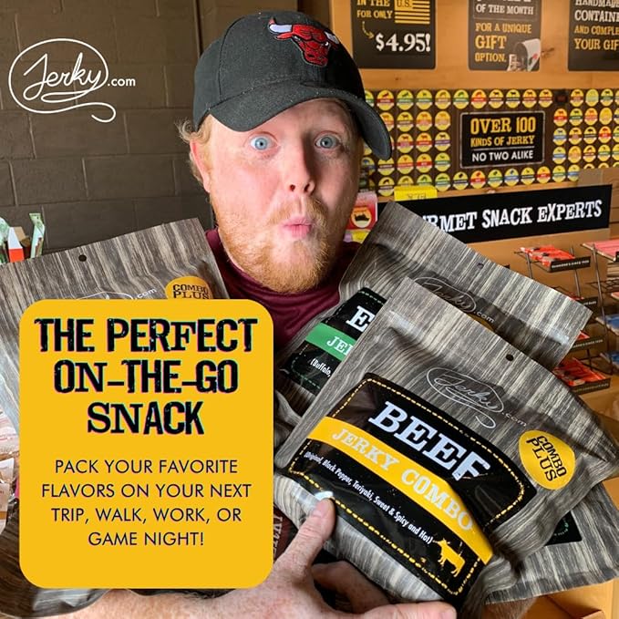 Jerky.com Beef Jerky Sampler Pack – 5 Flavors (Original, Black Pepper, Teriyaki, Sweet & Spicy