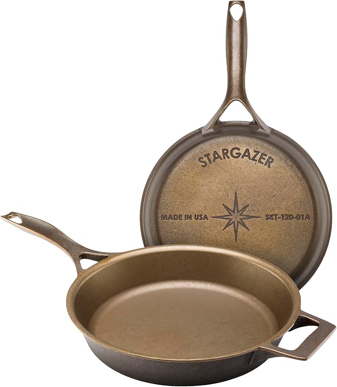 Stargazer 12-Inch Cast Iron Skillet | Made in USA, Seasoned, Premium Frying Pan for Grilling