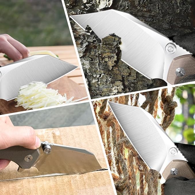 ioko Folding Pocket Knife, 3.5-Inch D2 Steel Blade, G10 Handle, EDC Camping Survival Knife with