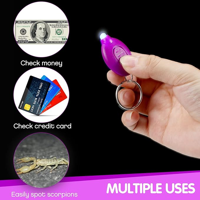 50 Pcs Mini UV LED Keychain Flashlight 395nm UV Light Black Light Keychain Flashlight Portable UV