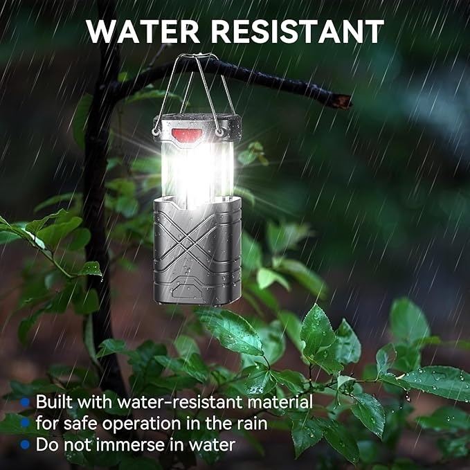 LETMY 4 Pack Camping Lantern, Rechargeable LED Lanterns, Solar Lantern Battery Powered Hurricane