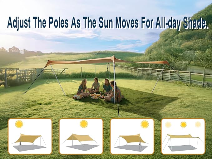 10×10ft UPF50+ Beach Tent Sun Shelter, Windproof Stable Outdoor Pop Up Beach Shade Canopy for
