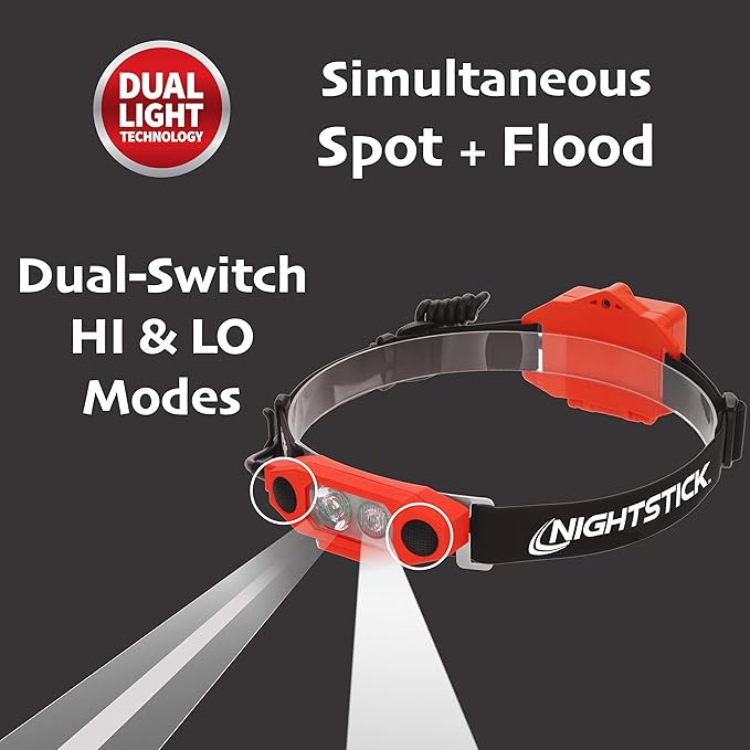 Nightstick DICATA??XPP-5462RX X-Series Intrinsically Safe Low-Profile Dual-Light Headlamp, Red
