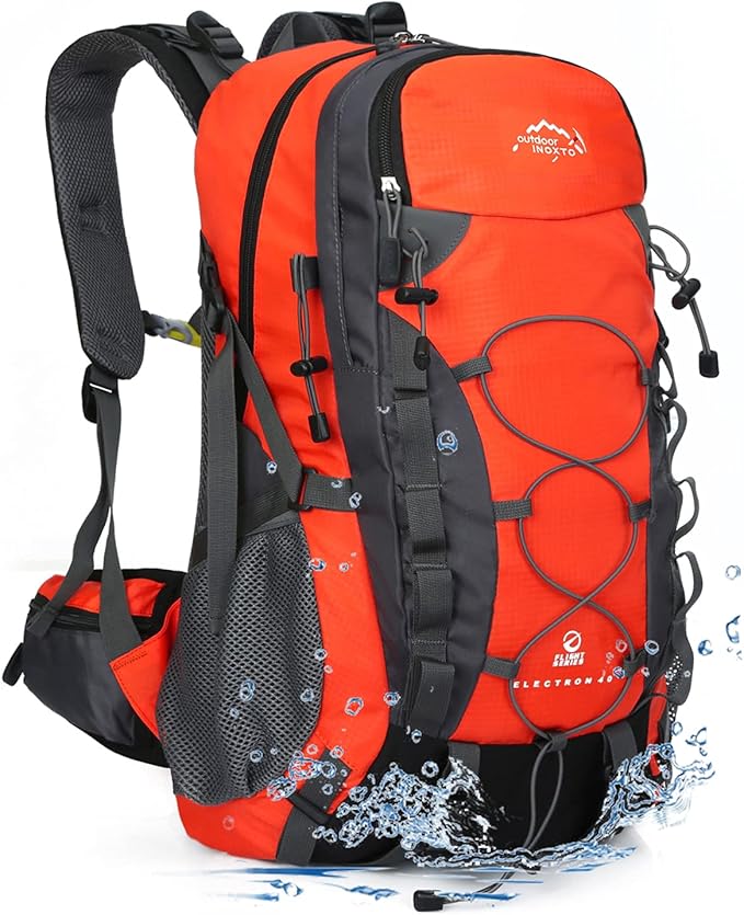 INOXTO lightweight Hiking Backpack 35L/40L Hiking Daypack with Waterproof Rain Cover for Travel