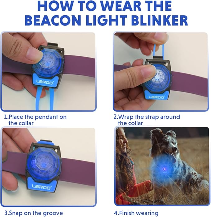 LaRoo Dog Lights for Night Walking,USB-C Rechargeable Dog Lights,Only 13g for Small Dogs,3 Modes