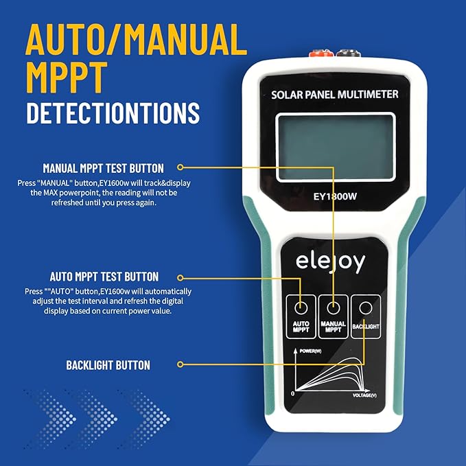 1800W Solar Panel Tester MPPT Photovoltaic Multimeter & Watt Meter Smart Portable Tool for Solar PV