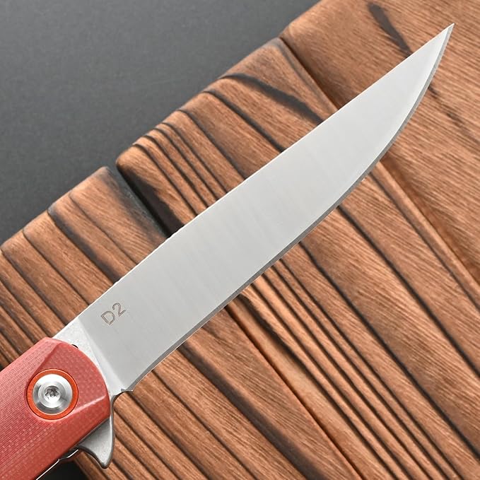 FF6 Folding Knife,D2 Steel Blade G10 Handle EDC Tool Knife for Camping,Hiking,Hunting,Fishing(Brown)