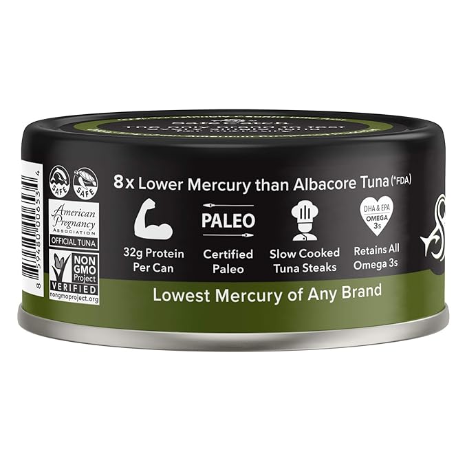 Safe Catch Wild Ahi Yellowfin Tuna Fish Canned, Wild Caught, Lowest Mercury, Lean Protein, Omega 3