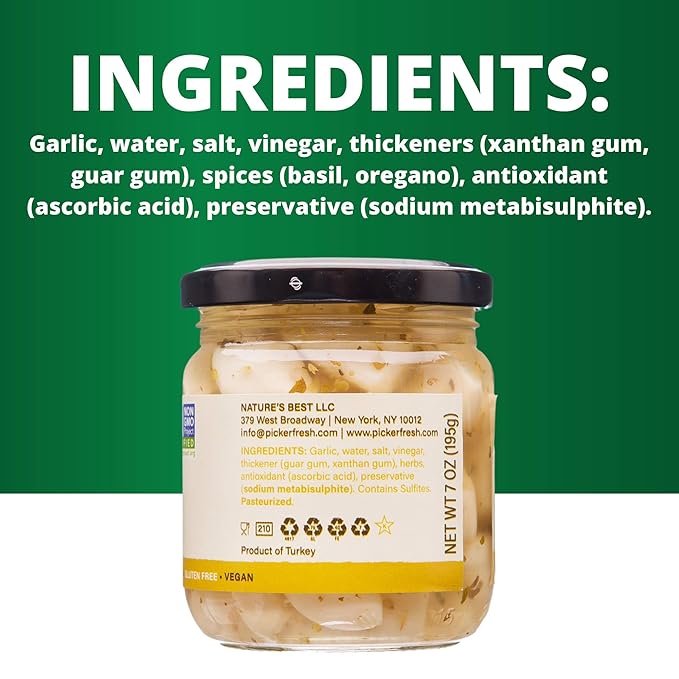 Pickerfresh Pickled Garlic | Gourmet Garlic Cloves | Simple Ingredients | Non-GMO, Gluten Free & No