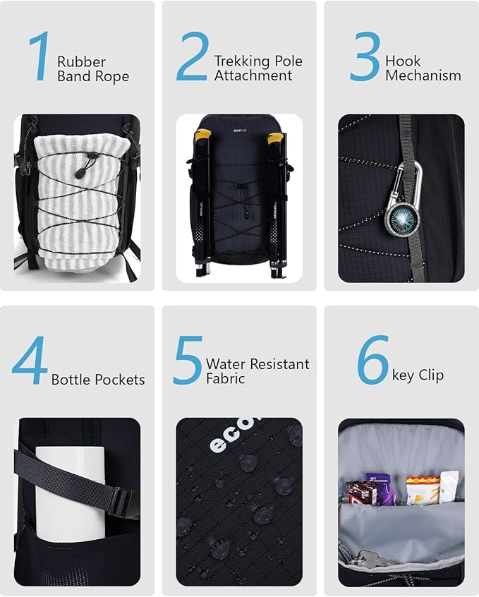 ECOHUB Small Hiking Backpack for Men Women, 20L Lightweight Travel Backpacks Water Resistant