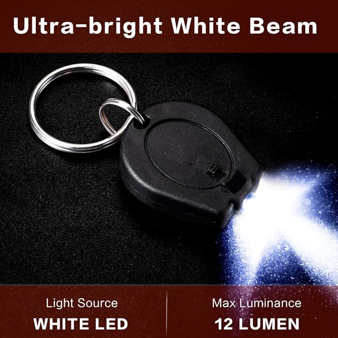 12 Pack Ultra Bright Mini LED Keychain Flashlight, Small Key Ring Flashlight, Portable LED Keychain