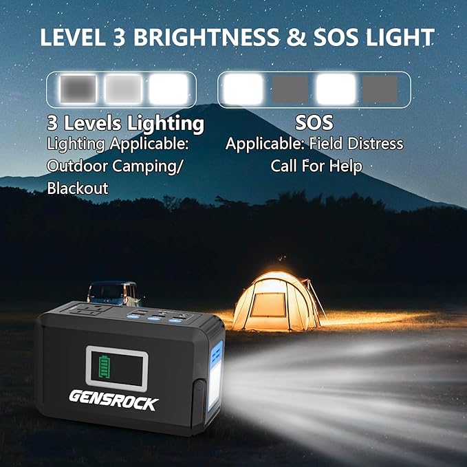 GENSROCK Portable Power Station, 88Wh Camping Solar Generator, Lithium Battery Power Bank with 2