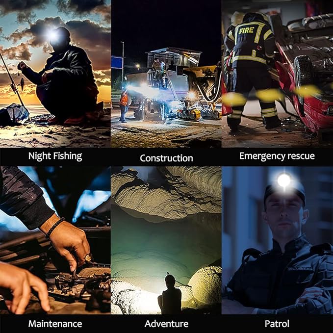 Super Bright Rechargeable Coon Hunting Headlamp, LED Spotlight Head Torch with Power Supply