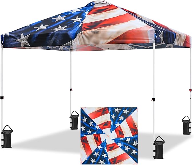 EAGLE PEAK Pop Up Canopy Tent with Wheeled Carry Bag, 8 Stakes, 4 Ropes, 4 Weight Bags, Easy Set Up