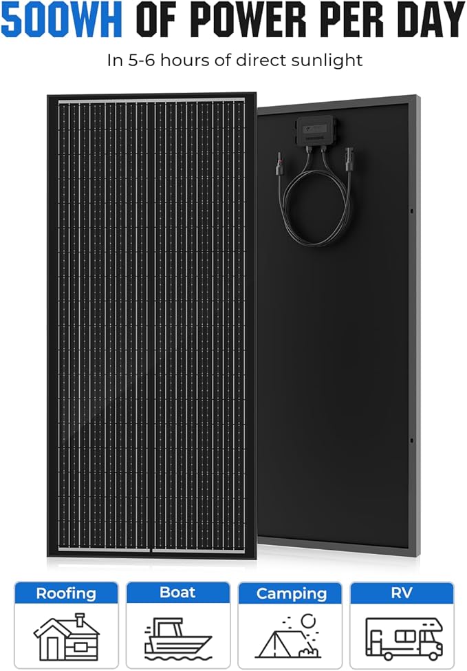 18BB 100 Watt Solar Panel, N-Type 12V 100W Solar Panel, 25% High Efficiency Monocrystalline PV