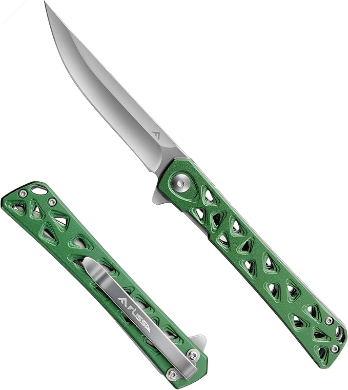 FLISSA Folding Knife, 4.5" Folding Pocket Knife, Hollow-out Design Handle, Tactical Pocket Knife