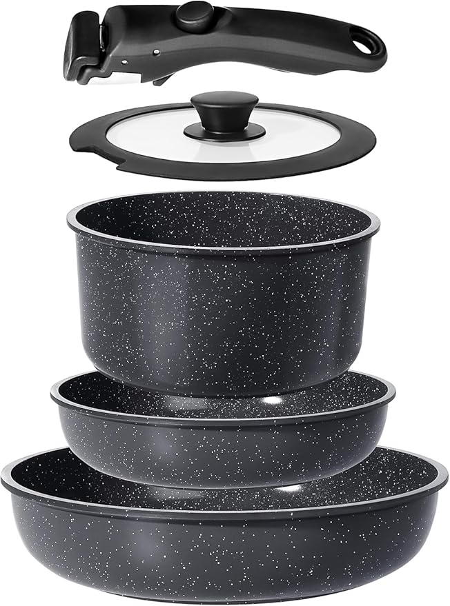 GiPP Ceramic Pots and Pans Set Non Stick, Nonstick Detachable Handle Cookware Sets, Non Toxic