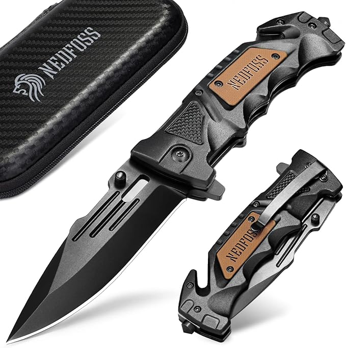 NedFoss Pocket Folding Knife DA75 Mini, 3 in 1 Pocket Knife for Men, 2.95 Inch Survival Knife with