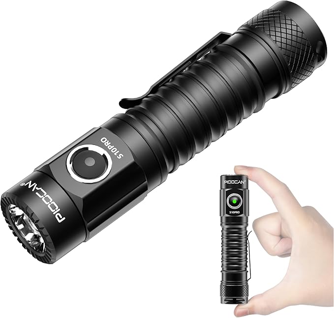 S10Pro Pocket LED Rechargeable Flashlights, Bright Flashlight 2500 High Lumen, Small Tactical