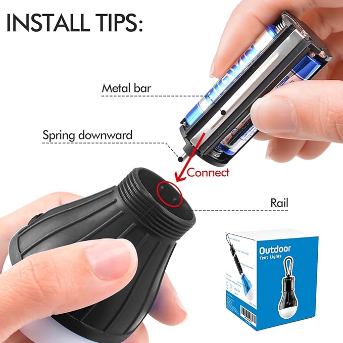 Portable LED Tent Lamp Emergency Lights with Hook, Hurricane Bulb Lantern Equipment for Camping