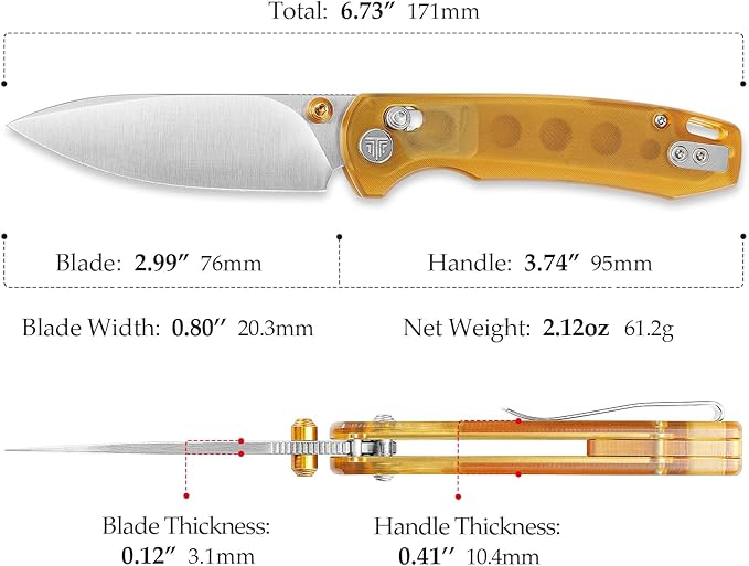 EDC Folding Pocket knife with Clip for Men,Thumb Studs Crossbar Lock Knives with 2.99" 14C28N Steel