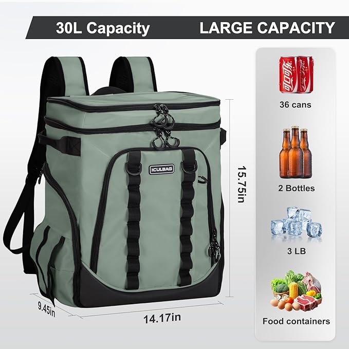Beach Cooler Backpack for Men 36cans Insulated Backpack Cooler Lunch Bag for Women Camping Hiking