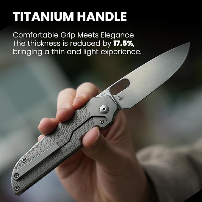 Kizer Varatas Pocket Knife, 3.27 Inches S35VN Blade Folding EDC Knife with Titanium Handle, Thumb