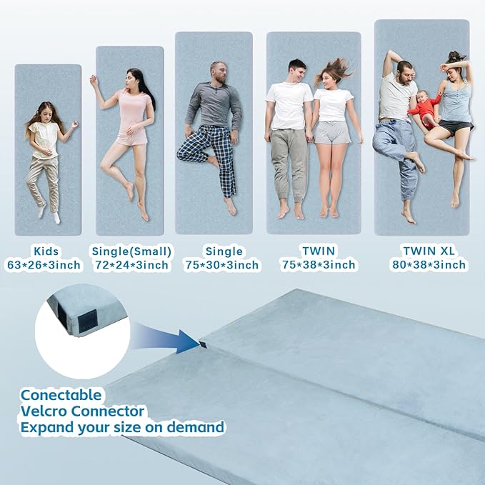 KingChii CertiPUR-US Memory Foam Camping Mattress, Portable Roll Up Travel Car Camping Mattress
