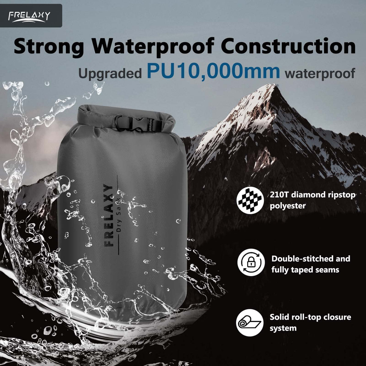 Frelaxy Waterproof Dry Bag 2 Pack, Lightweight Ripstop Dry Sack Set
