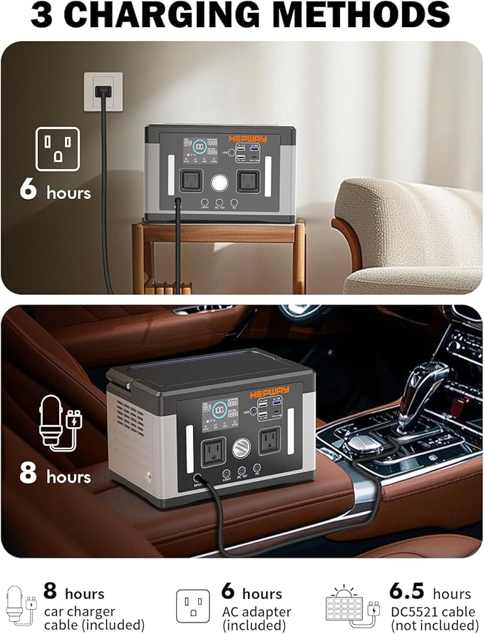 Portable Power Station 700W,577Wh Solar Generator Surge 1000W Pure Sine Wave 120V AC DC