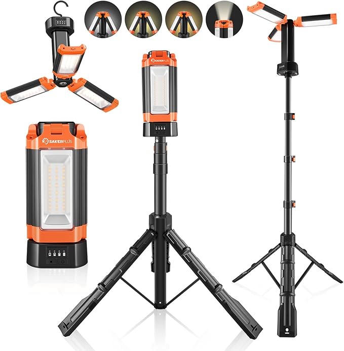 Portable Camping Light with Stand, 20000mAh Outdoor Work Light 800-3200 Lumen, 6.1ft Height with