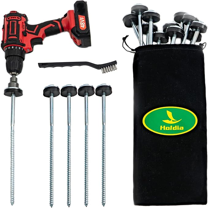 15 Pcs Drillable Tent Stakes 12" | Hex Pegs | Heavy Duty Metal Tent Anchors & Camping Spikes with