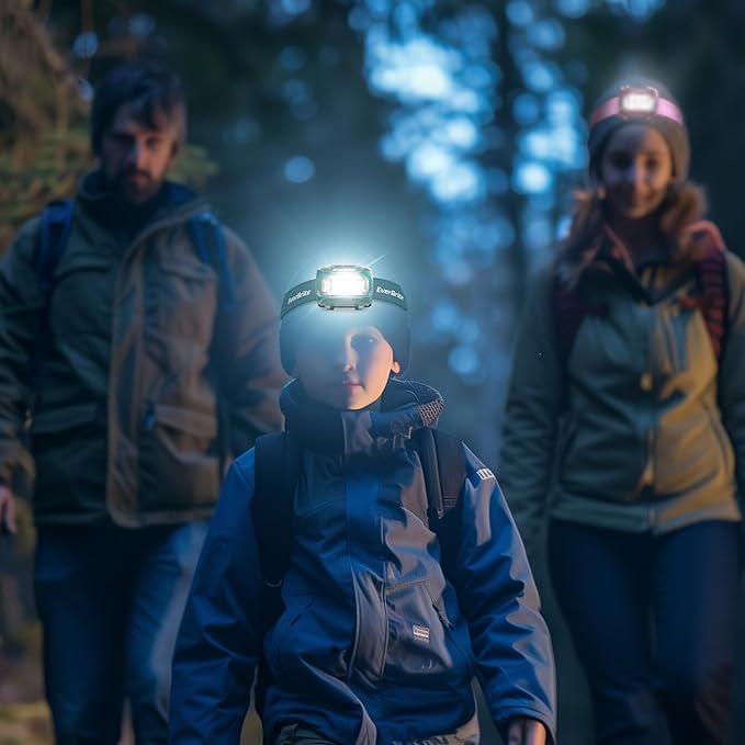 EverBrite Headlamp, 2 Pack Kids Headlamp with Red Light and Memory Function, Head Lamp for Adults