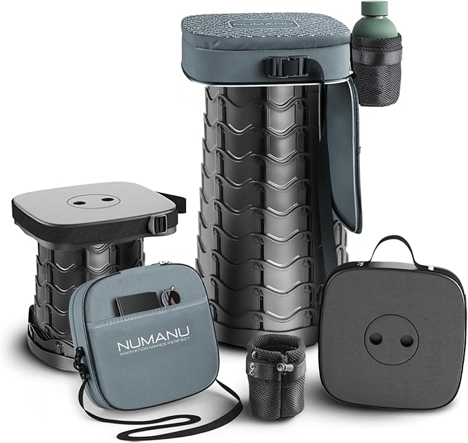 NUMANU 2025 Upgraded Square Collapsible Stool & 3IN1 Cushioned Carry Bag, Adjustable Height Folding