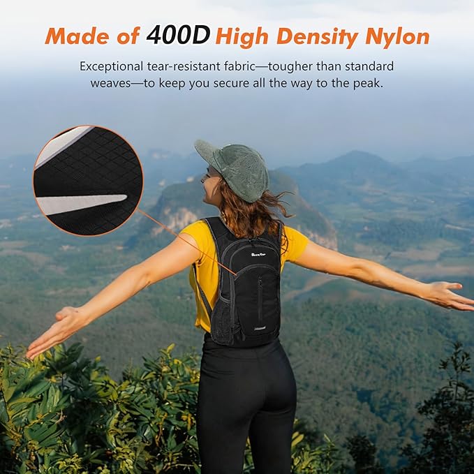 Seektop Small Hiking Backpack 12L to 15L Expandable Travel Packable Waterproof Daypack Lightweight