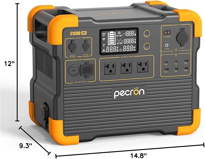 pecron Portable Power Station, E1500LFP Solar Generator 1536Wh, 2200W LiFePO4 Battery Backup, Fast