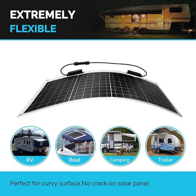 Renogy Flexible Solar Panel 50 Watt 12 Volt Monocrystalline Ultra-Flexible Bendable Mono Off-Grid