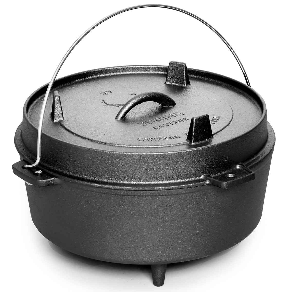 EDGING CASTING Pre-Seasoned Cast Iron Dutch Oven With Skillet Lid, Outdoor Camping Deep Pot for