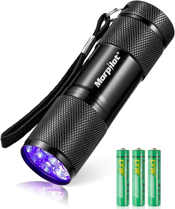 Morpilot Black Light Flashlight Mini UV Flashlight: 395nm Blacklight Flashlights, 9 Led Pet Urine