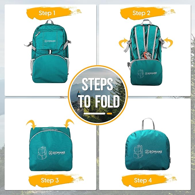 ZOMAKE Lightweight Packable Backpack 35L, Light Foldable Backpacks Water Resistant Collapsible