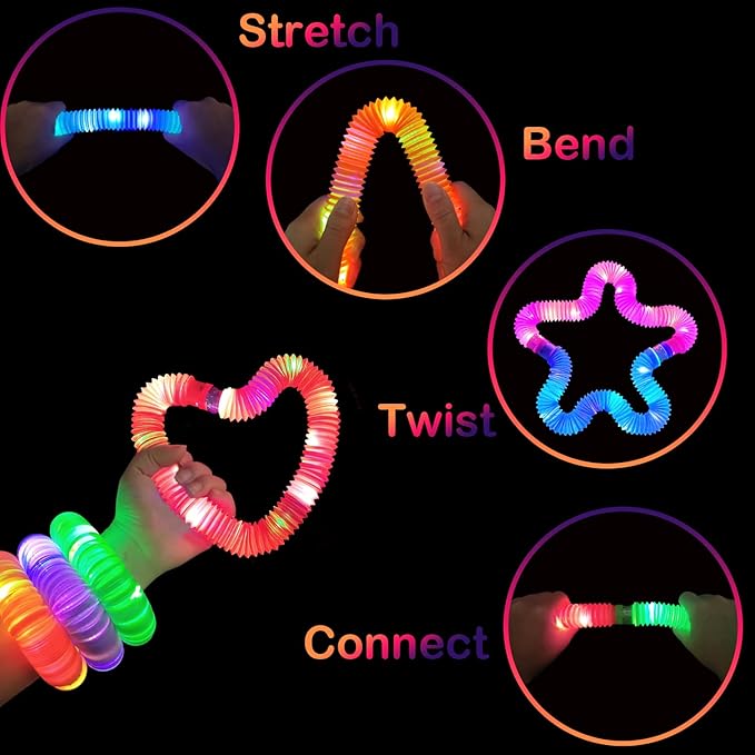 24 PCS Light Up Party Favors Supplies for Kids 4-8-12,Bulk Glow Sticks Bracelet Necklace