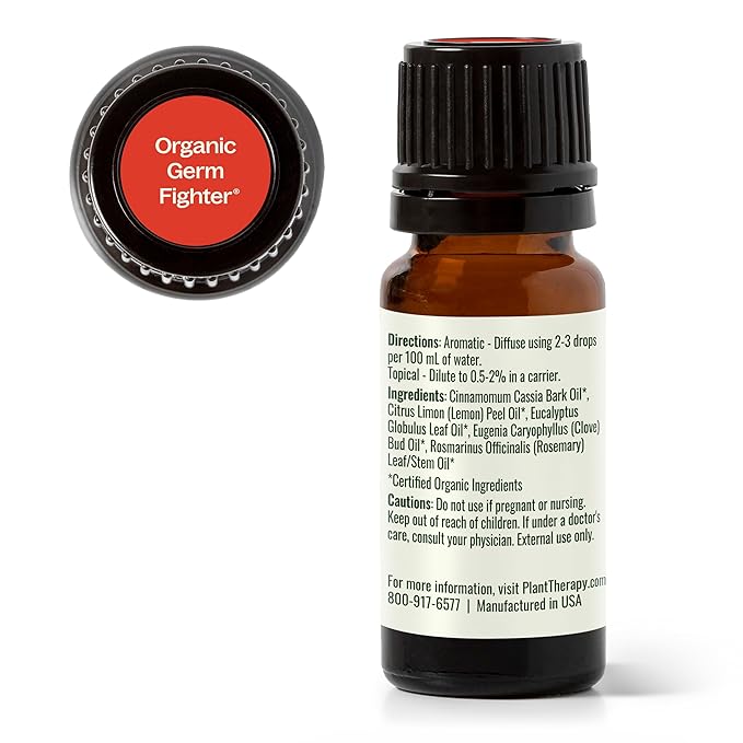 Plant Therapy Organic Fighter Essential Oil Blend 100% Pure, Undiluted, Therapeutic Grade 10 mL