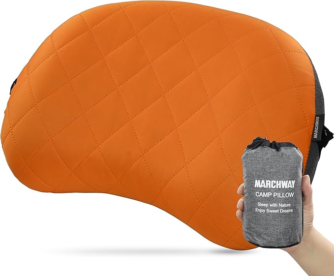 MARCHWAY Ultralight Inflatable Camping Pillow with Soft Washable Cover, Compact Compressible