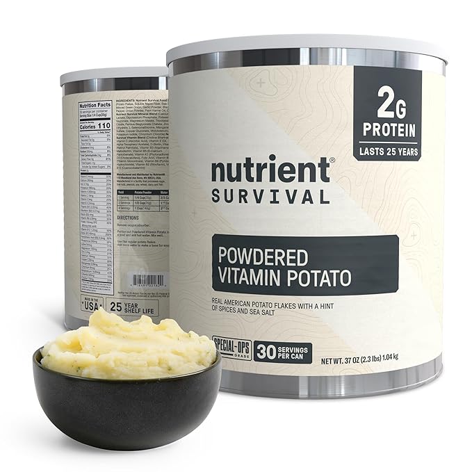 Nutrient Survival Potato Flakes, Powdered Vitamin Potato (30 Servings) for Mashed Potatoes, Soups