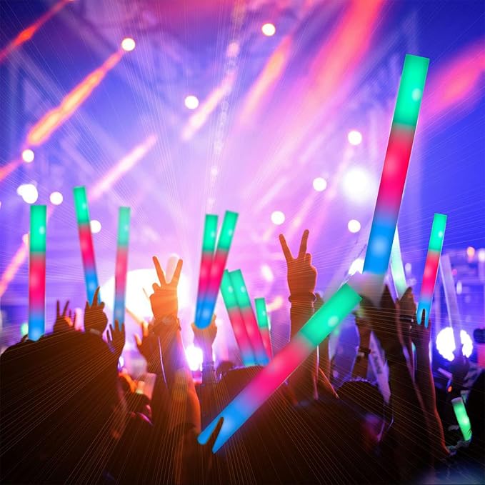 210 PCS Foam Glow Sticks with 3 Modes Colorful Flashing, Glow in Dark Party Supplies, Bulk for