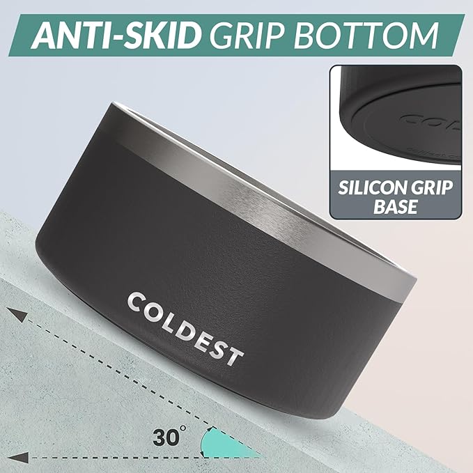 Coldest Dog Bowl - Anti Rust Metal, Non Slip, 3 Layers Insulated Stainless Steel Dog Bowls - Spill