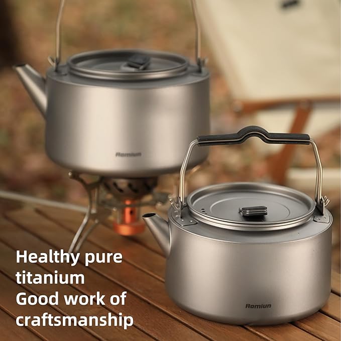 Camping Kettle Titanium Camp Tea Coffee Pot Portable Lightweight Tea Kettle Teapot Fast Heating