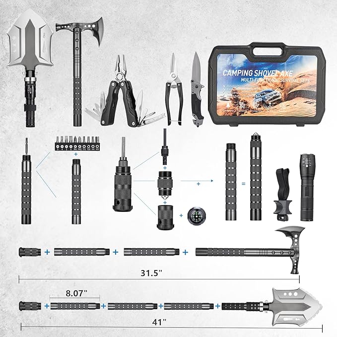 Camping Shovel Axe Outdoor Survival Shovel Set with High Carbon Steel Camping Gear for Men Outdoor