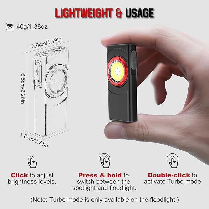 EDC Flashlight Rechargeable, 700 Lumens Mini LED Flashlight with 8 Modes Dual Light Sources
