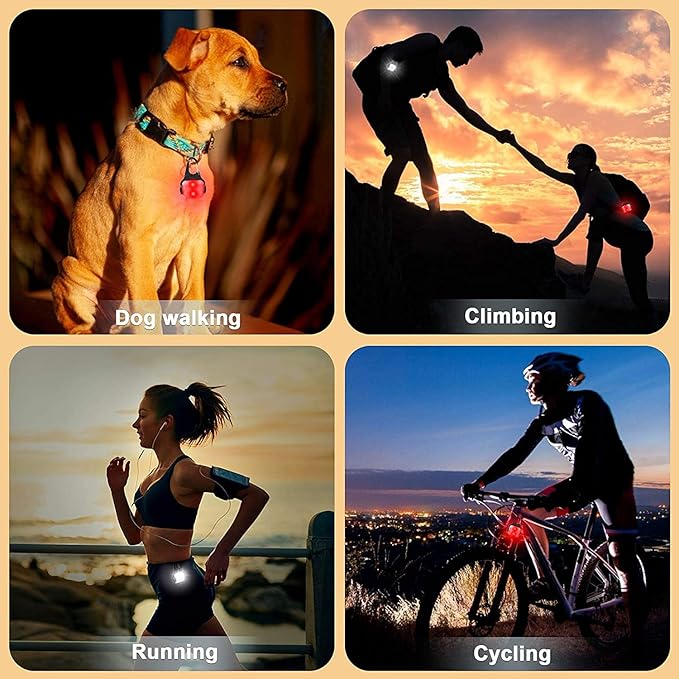 USB Rechargeable Clip-on Dog Collar Light - 3 Modes, IP65 Waterproof, Night Walking, Running